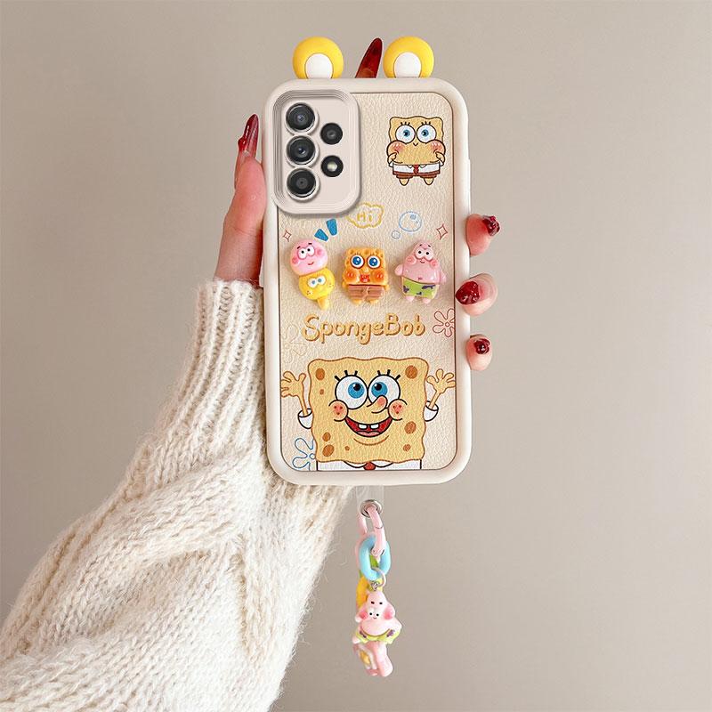 KEYSION Милый чехол с 3D-мультяшным изображением уха для Samsung A53 5G A23 с браслетом, мягкий силиконовый противоударный чехол для телефона Galaxy A13 4G
