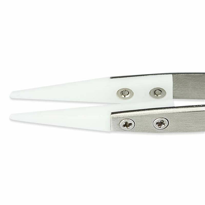 Steel Stainless Ceramic Pointed Tip Tweezer Heat Resistant Antistatic Antiacid