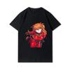 Evangelion Printed Men T Shirts Round Neck Cotton Tops Summer Anime Casual Black Tees