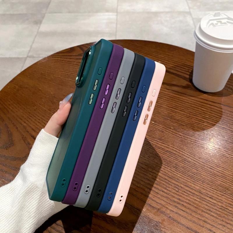 Матовый противоударный магнитный чехол для телефона для iPhone 15 14 13 12 11 Pro Max Plus для Magsafe с беспроводной зарядкой, металлическое кольцо для камеры