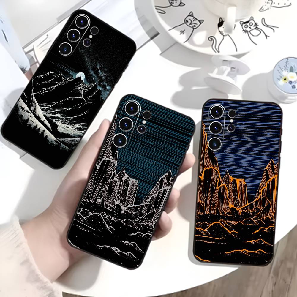 Чехол для телефона 'Темное Космическое Астрологическое Горы' для Samsung S26, S25, S24, S23, S22, S21, S20, Plus, Fe, Lite, Другие Черный Чехол