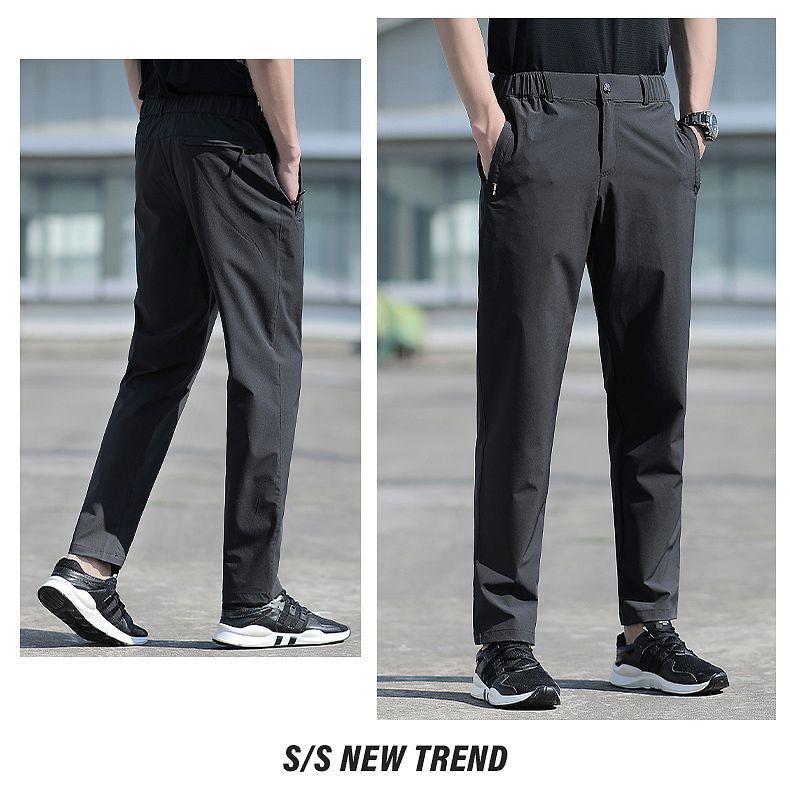 Men's Quick-Dry Casual Sports Pants with Elastic Waist - Versatile for Spring, Autumn, and Winter