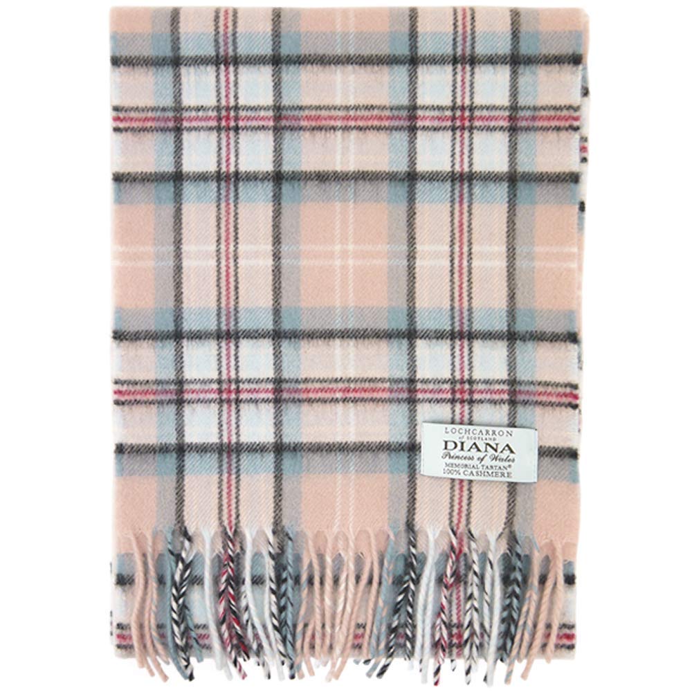 Сделано в Великобритании Кашемировый шарф Диана Принцесса Уэльская Мемориал Тартан [Локаррон] Шотландия, 100% (Розовый)