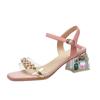 Fashion 2024 New Elegant French Style Transparent Crystal Thick Heel Women's Sandals High Heel Versatile Comfortable Summer Shoes