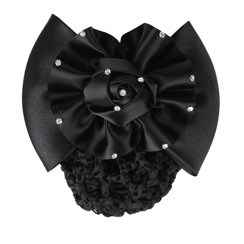 Lovely Hair Accessory Rhinestone Spring Clip Women Hair Net Girl Bun Cover Snood Ponytail Holder