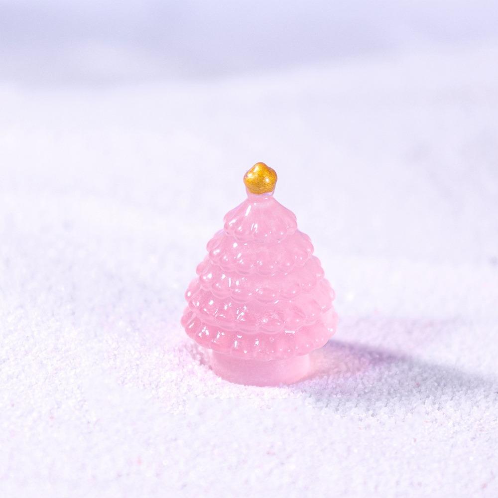 10pcs Cute Luminous Christmas Tree Figurines Merry Christmas Decoration  Car Accessories