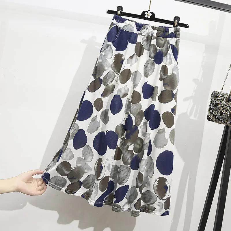 WTEMPO Женские весенние свободные юбки трапециевидной формы в этническом стиле с высокой талией, летние хлопковые плиссированные юбки большого размера с принтом