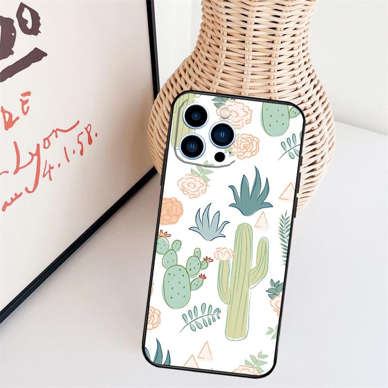 Чехол с узором кактуса для iPhone 11 12 13 14 16 15 Pro Max Mini X XS Max XR Plus Чехол