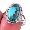 Кольцо из стерлингового серебра 925 пробы с натуральным синим медным бирюзовым камнем S.9 E7U79