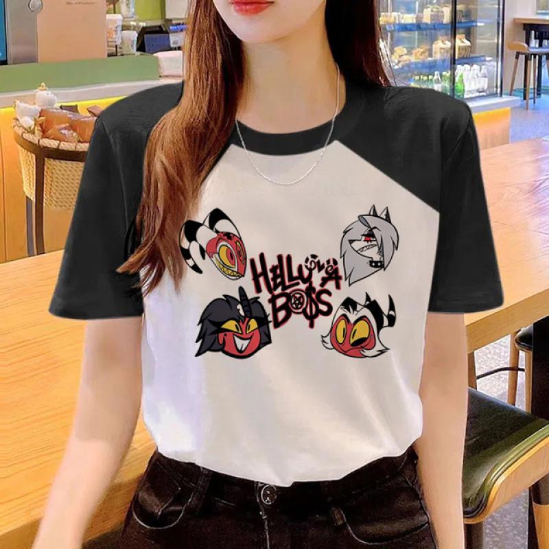 Футболка Helluva Boss, женская дизайнерская уличная одежда, футболки в стиле Харадзюку, женская дизайнерская одежда в стиле аниме