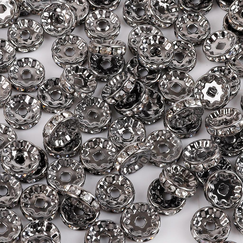 4/6/8/10 мм 50 шт./лот популярные инкрустированные цветные алмазные круговые сверла круглые разделительные бусины ювелирные аксессуары для изготовления ювелирных изделий браслет ювелирные аксессуары