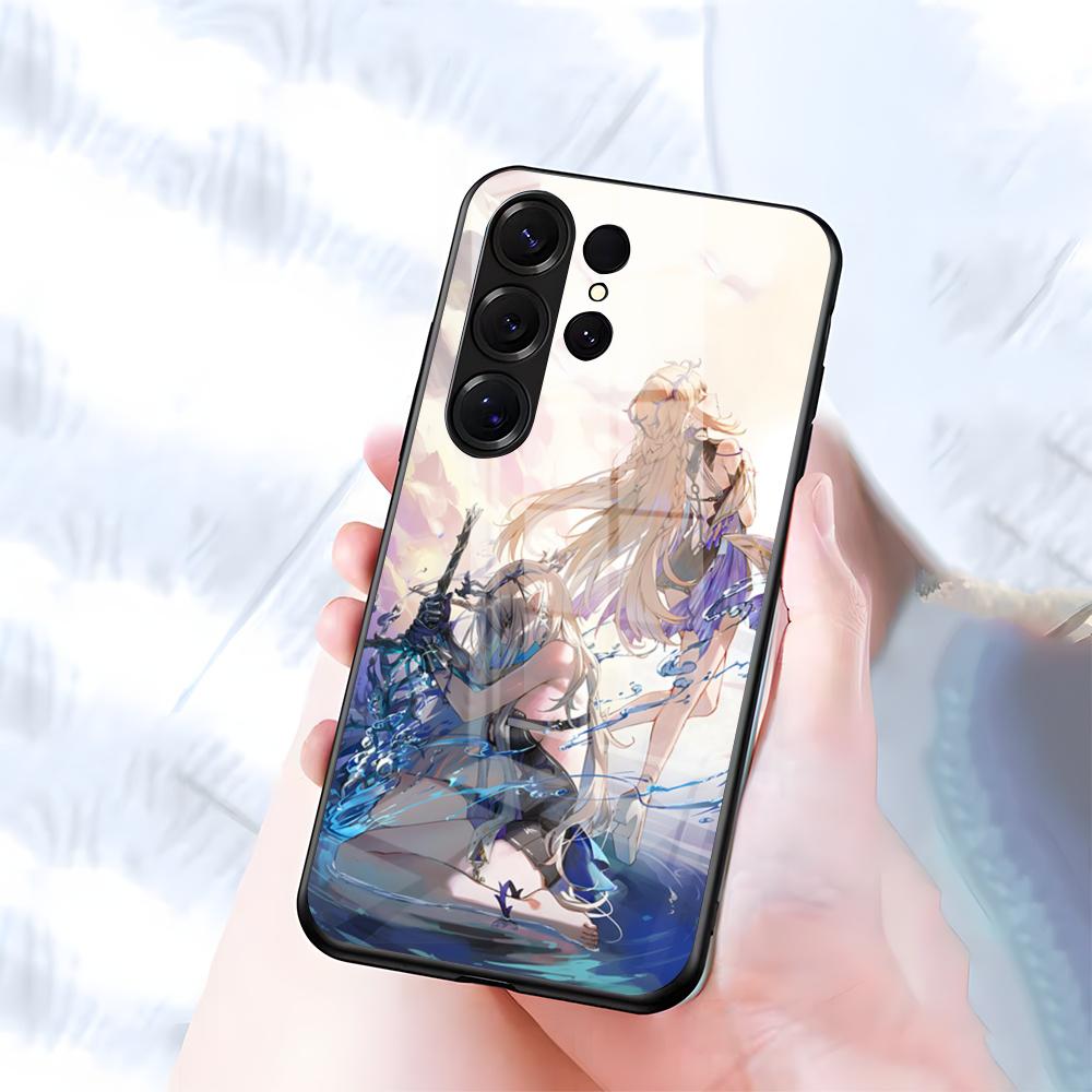 Милый Чехол для Телефона Cartethyia Wuthering Waves Для Samsung S26 S25 S24 FE S23 S22 S21 Plus S20 Ultra Note20Ultra Черная Стеклянная Крышка