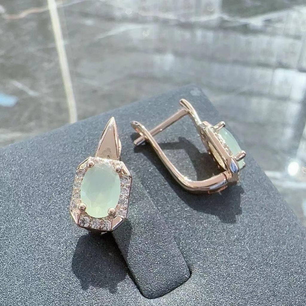 Ювелирный набор Gulkina из розового золота с празиолитом: Серьги и кольцо, Синьцзянский казахский дизайн