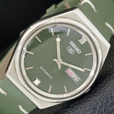 АВТОМАТИЧЕСКИЕ ВИНТАЖНЫЕ ЧАСЫ SEIKO 5 ЯПОНИЯ 6309A МУЖСКИЕ ЧАСЫ С ЦИФЕРБЛАТОМ ЗЕЛЕНОГО ЦВЕТА a701226-5