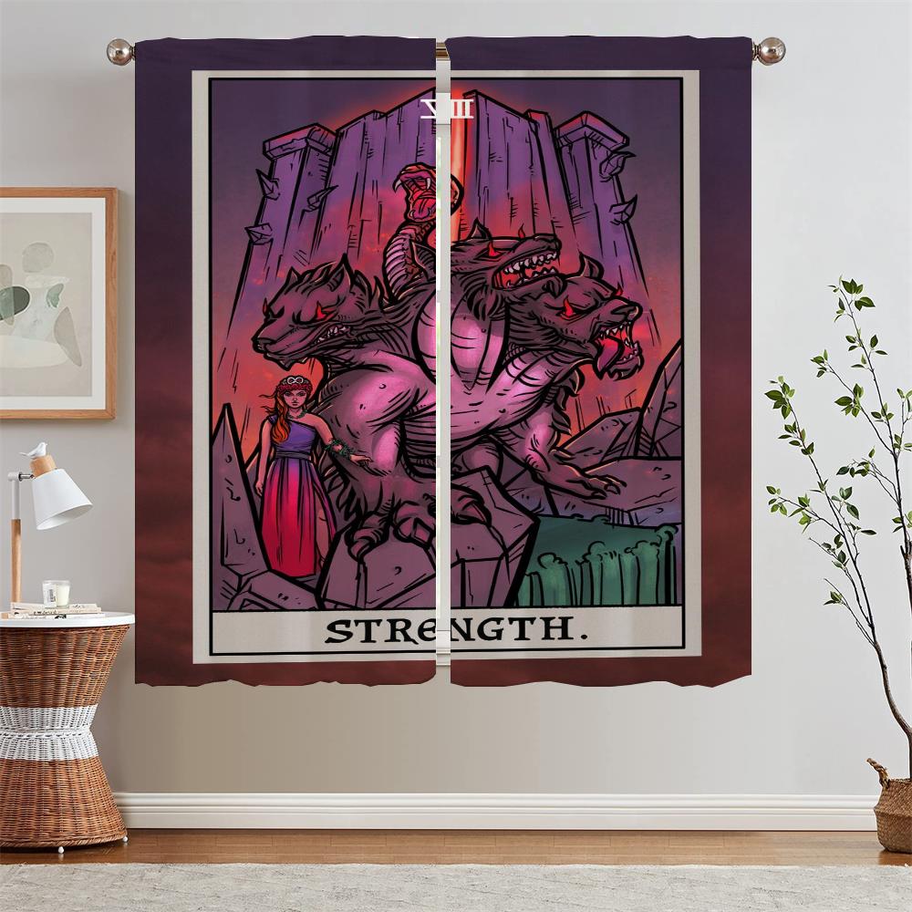 Terror Tarot Modern Living Room Curtains for Camera Tulle in Kitchen Curtains 2 Pieces Window Home and Decoration Curtain Rods