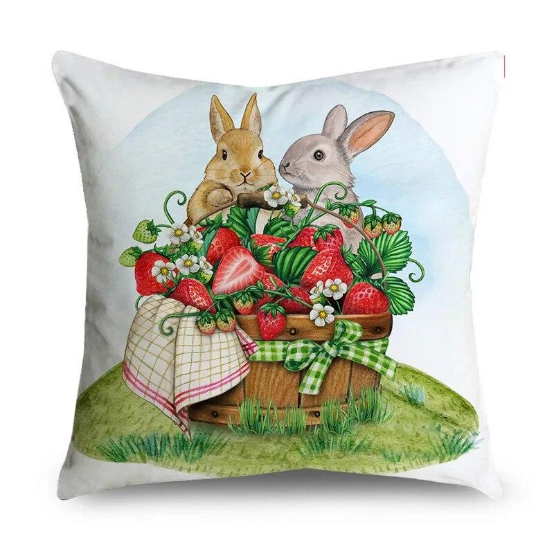 Пасхальное яйцо кролик цветочный узор наволочка диван украшения праздничная атмосфера декоративная наволочка