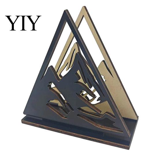 Geometric Hollow Napkin Storage Wooden Holder, Black Silhouette Pattern, Decorative Vertical Modern Farmhouse Table Holder Stand, Boho Style