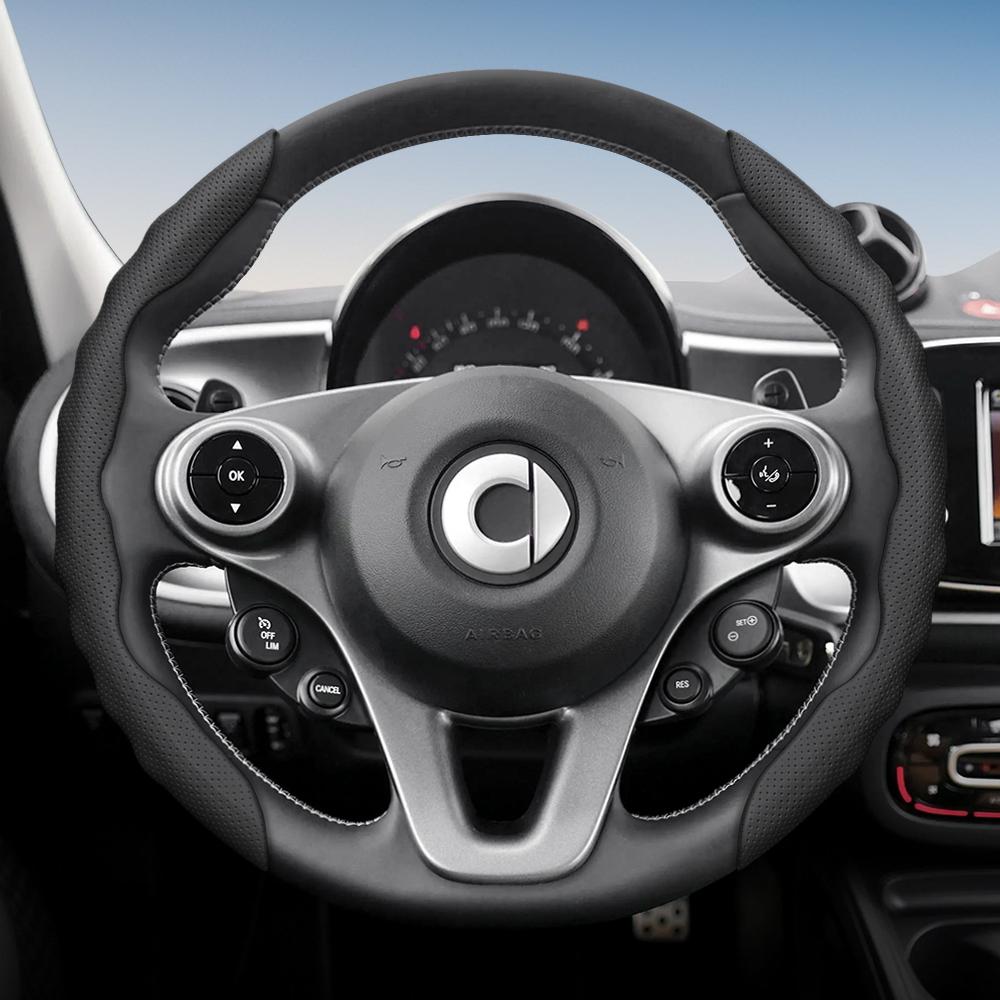 vcxja9 Suitable for Smart Steering Wheel Cover with Wavy Sports Design, Breathable Leather, Segmented Non-Slip Sweat-Absorbing Steering Wheel