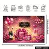 2D Happy Birthday Pink Gold Champagne Heel Backdrop Banner Party Photo Background