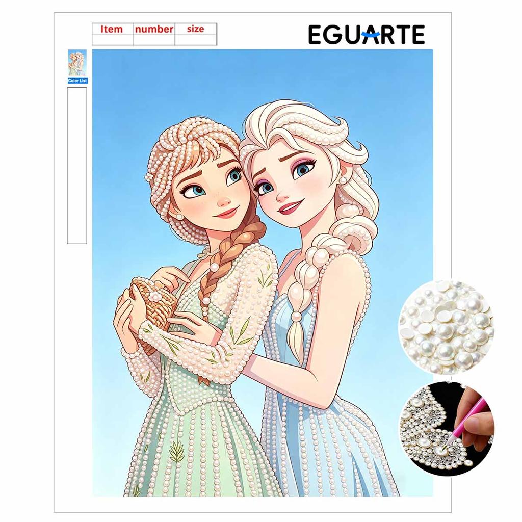 Disney Жемчужная Живопись Замороженные Анна и Эльза Сестры Ручная Работа DIY Жемчужные Камни Картины Поделки Особая Форма Домашняя Настенная Декорация