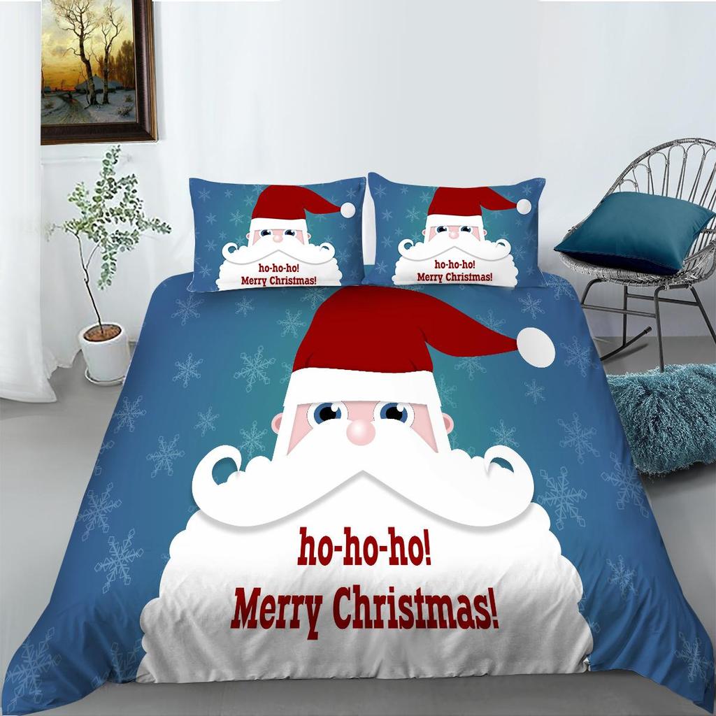 Christmas Home Bedding Set Santa Claus Pattern Bedding Set Bedding Set Quilt Cover Pillow Case Single/Double Bed 2/3 Bedroom Decoration