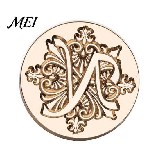 Decorative Wax Seal Stamp Iris A-Z Initial Alphabet Head, Brass Engraved Vintage Sealing Head for Wedding Invitations Envelopes Journal Gift Packaging