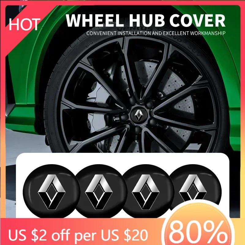 For Renault 2026 New Hub Caps 4pcs 56mm Car Wheel Center Hub Cap Badge Logo Emblem Decal Wheel Sticker for Renault Sport Duster