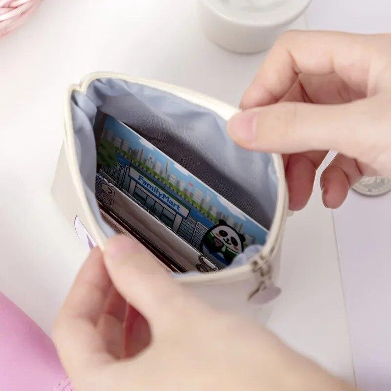 Cartoon Cute Cat Printed Coin Purse PU Multifunctional Coin Key Storage Bag Bank Credit ID Card Holder Sanitary Pad Organizer