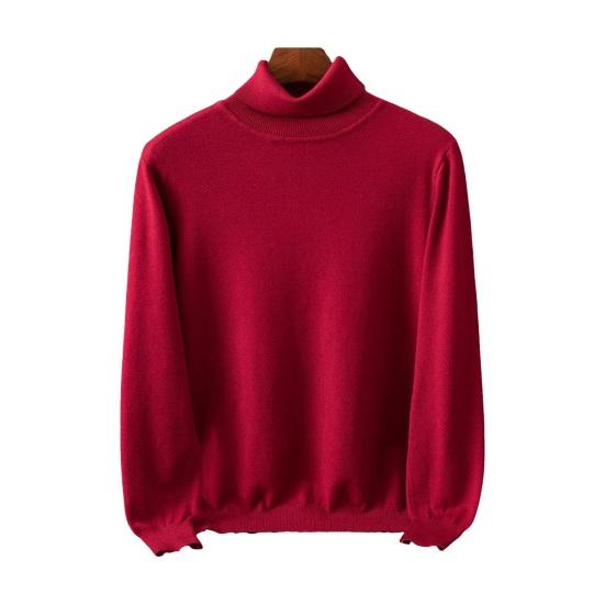 Осень-зима мужской свитер с высоким воротником, толстый эластичный трикотаж с длинными рукавами, теплый однотонный трикотаж, свободный повседневный деловой свитер