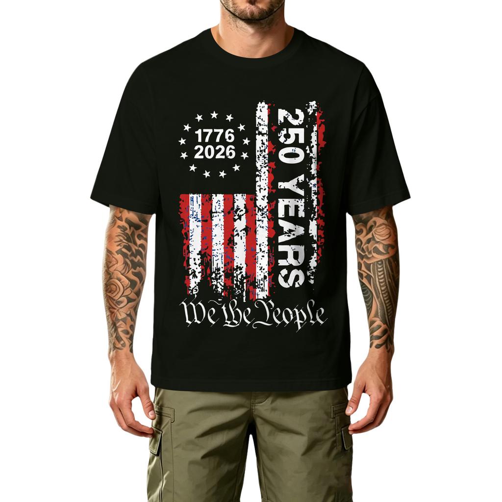 Мужская повседневная футболка с принтом, короткий рукав, круглый вырез, свободный крой, смесовый хлопок, удобный легкий топ для активного отдыха и повседневной носки
