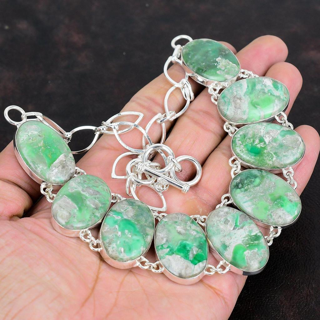 Ожерелье из варисцита, оригинальное ожерелье из драгоценных камней, ожерелье из стерлингового серебра 925 пробы, регулируемая цепочка, элегантные украшения ручной работы, свадебные подарки