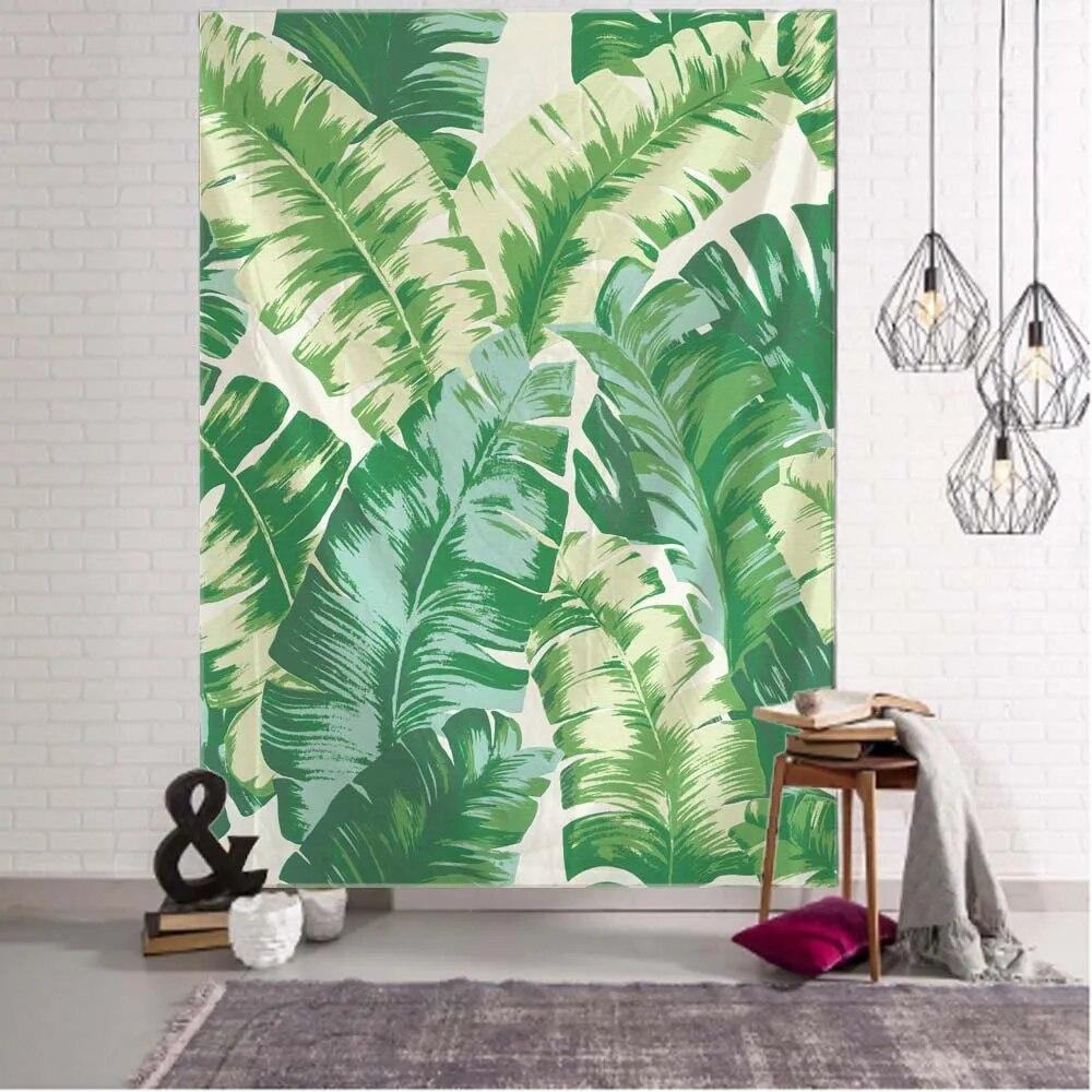 Tropical Plant Leaves Tapestry Jungle Palm Tree Wall Hanging Bohemian Psychedelic Room Decor Natural Landscape Art Home Decor