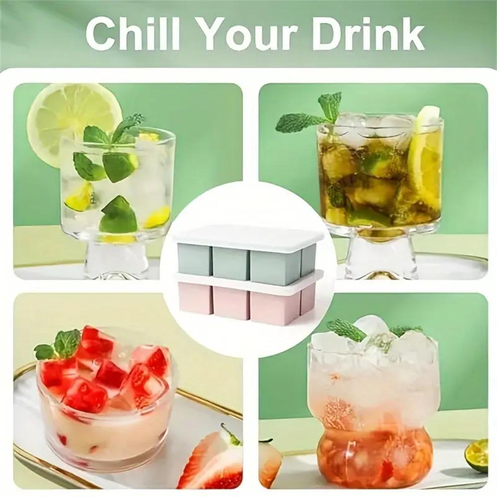 Silicone Ice Cube Tray Mold with Lid Ice Cube Tray Suitable for Whisky and Baby Food BPA-Free Easy to Demold 6