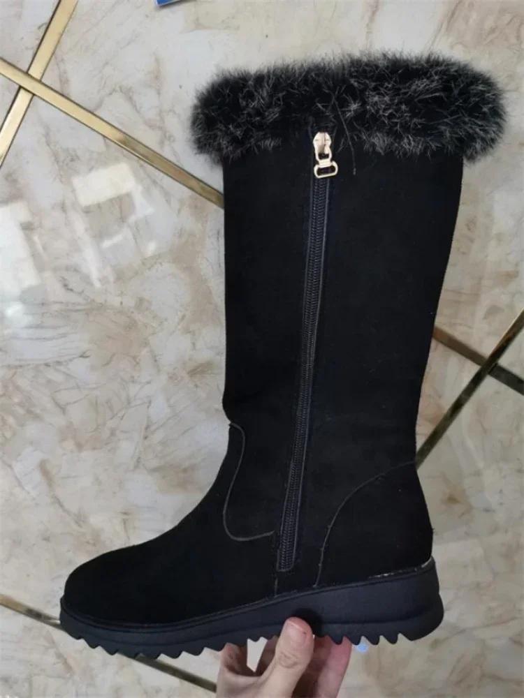 Женские зимние ботинки с круглым носком, байкерские, элегантные, на среднем каблуке, женские, до середины голени, полувысокие, черные, Y2k, защитные, противоскользящие, 39