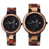 KINGNOW Couple's Watches, Lightweight Wooden Watches for Men and Women, Day-Date Display, Japanese-Made Quartz Movement, Unique Design