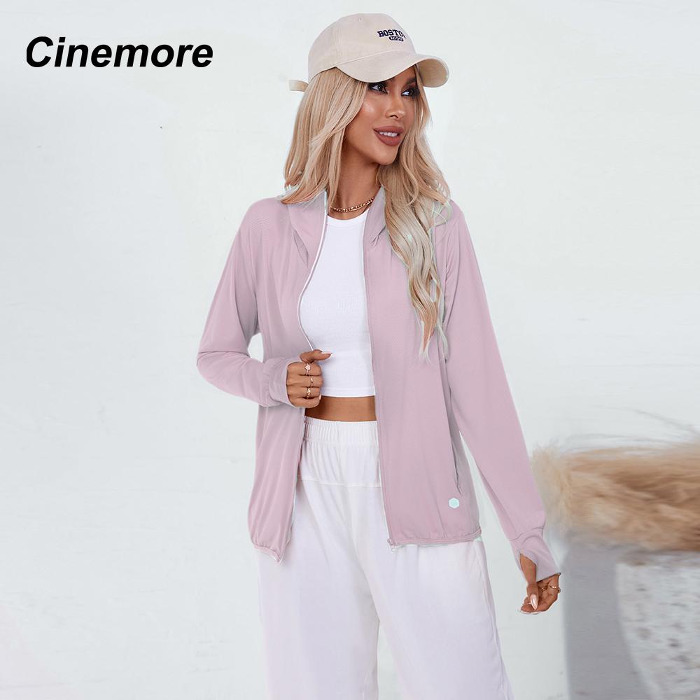 Cinemore Женская летняя модная тонкая солнцезащитная куртка с защитой от ультрафиолета, повседневная ветровка с капюшоном и длинными рукавами, ветрозащитное пальто, верхняя одежда