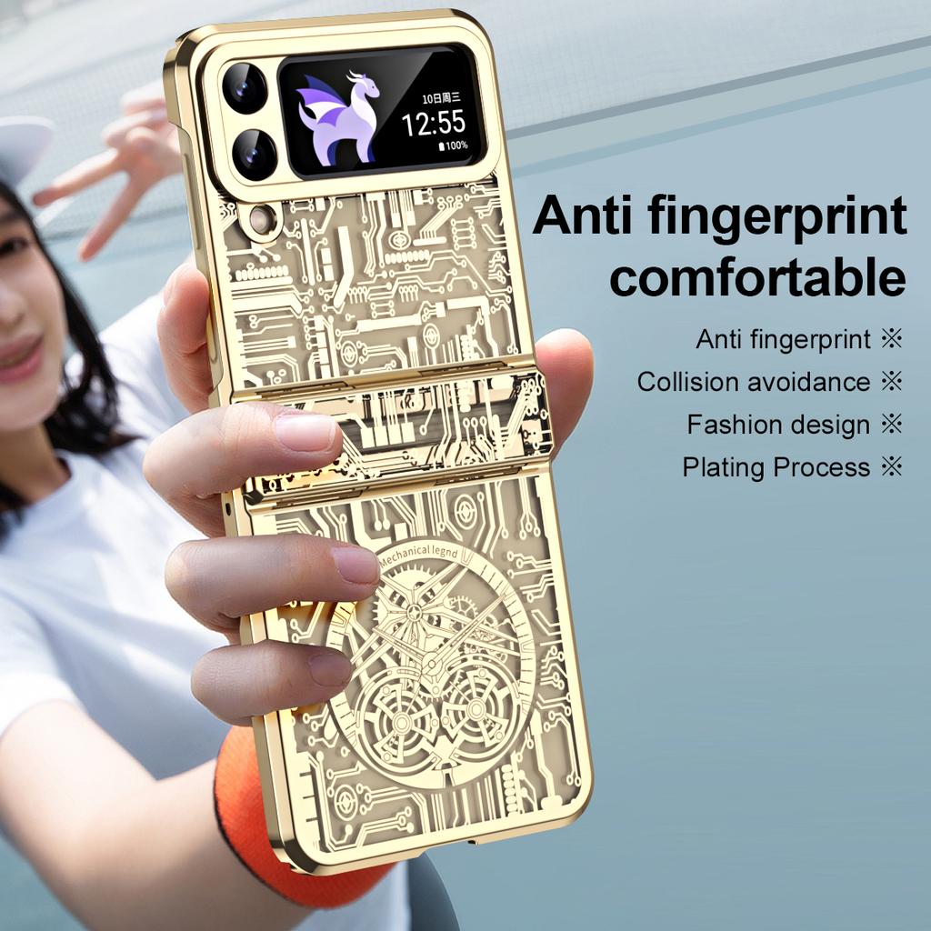 Shockproof Plating Cell Phone Bag Case for Samsung Galaxy Z Flip 5 4 Flip3 Flip5 Flip4 Flip 3 Drop Protection Fashion Cover
