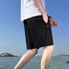 Men Sport Shorts Solid Color Straight Elastic Waist Casual Daily Wear Zipper Pockets Retro Thin Above Knee Length Summer Shorts Men Clothes