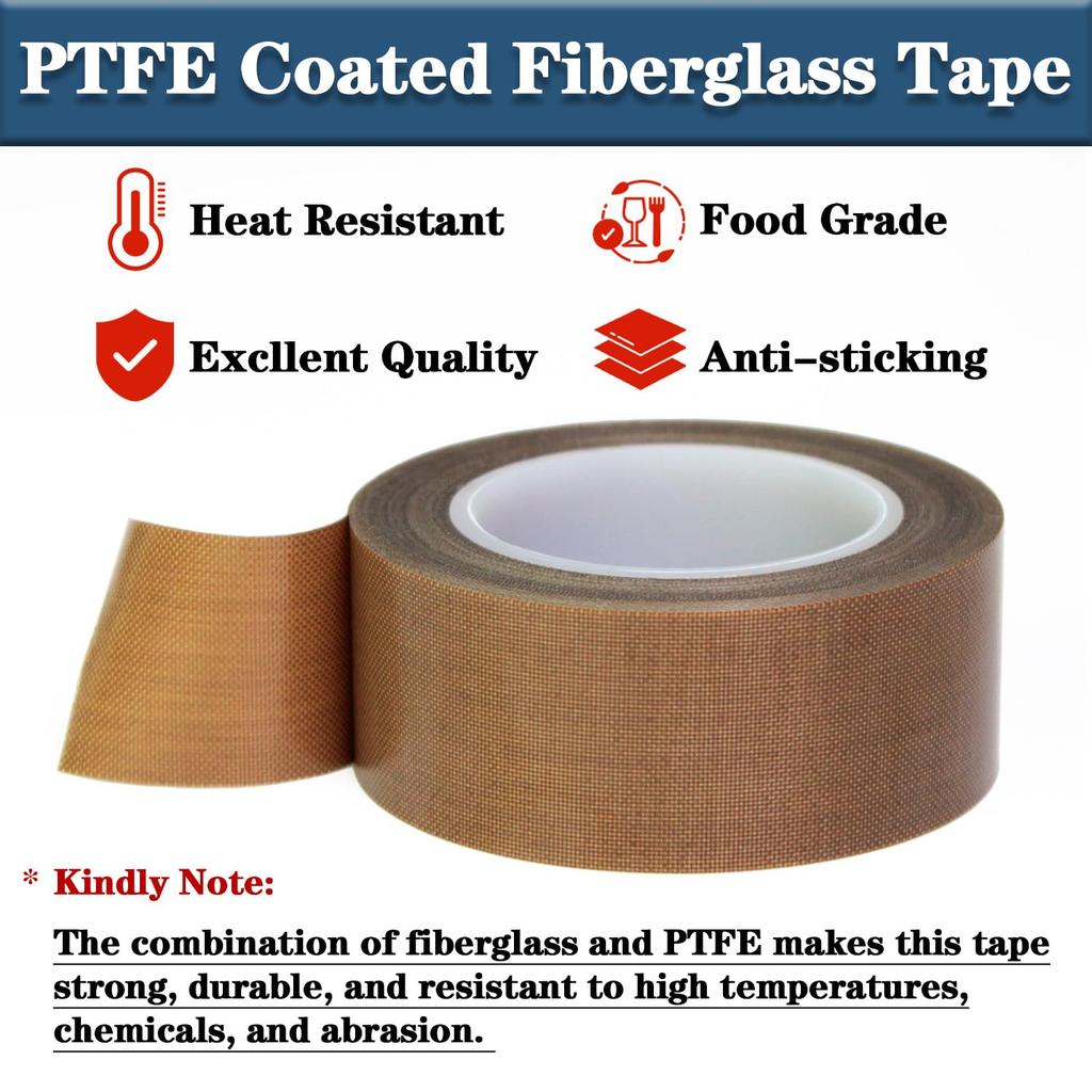 PTFE tape is used for vacuum sealing machines, coated with fiberglass tape that is waterproof, heat-resistant, and durable