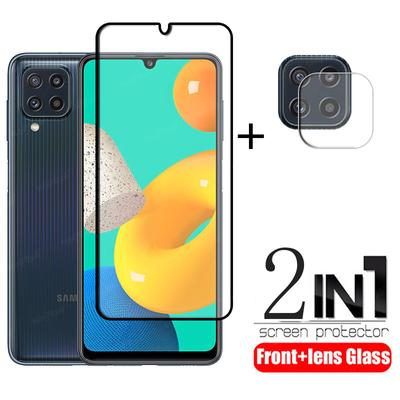 2в1 закаленное стекло + защитная пленка для объектива камеры для Samsung Galaxy A32 5G A52 A72 A12 A22 M12 M22 M32 M21 M31 A02 A02S M02 M02S защитное стекло