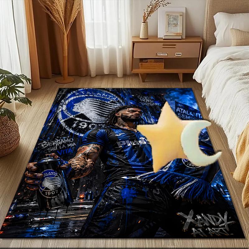 Football Atalanta Rug for Living Room, Game Rooms, Office, Bedroom, Office Floor Mat Playful Design, fan gifts Christmas decor