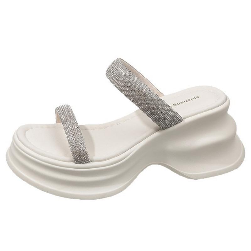 Новые крутые шлепанцы на толстой подошве с увеличением роста для женской летней уличной носки, высококлассное сочетание с юбкой, пляжные шлепанцы для женщин