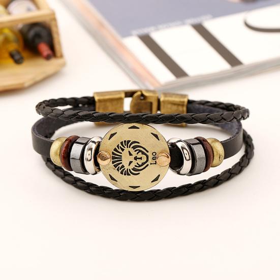 Браслет для пар Изысканный узор Износостойкий браслет из искусственной кожи созвездия с многослойной плетеной веревкой