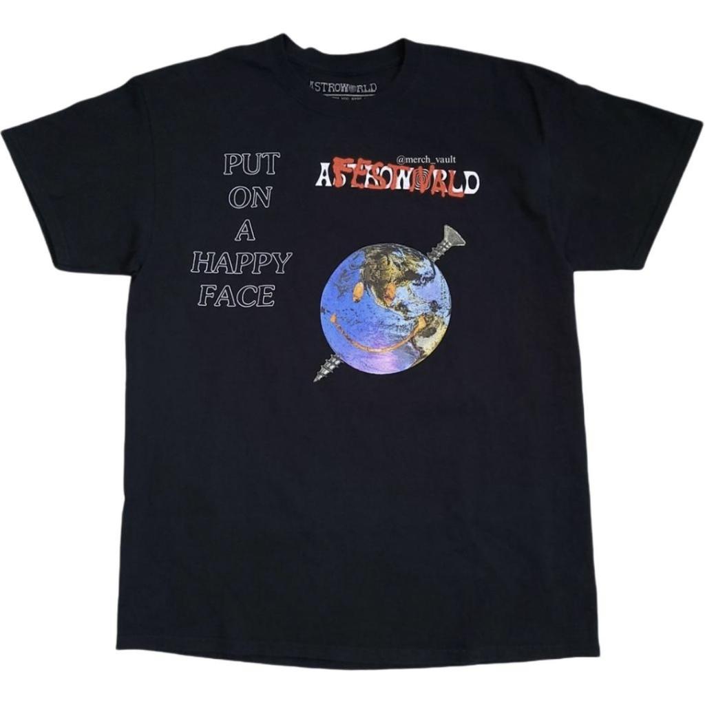 Travis Scott SS25 Astroworld Happy Face Festival Tee T Shirt Unisex 0836651219