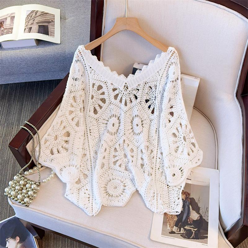 Dimanaf 2025 Новые летние женские футболки с V-образным вырезом, базовые модные топы, кружевные футболки, повседневные свободные белые футболки