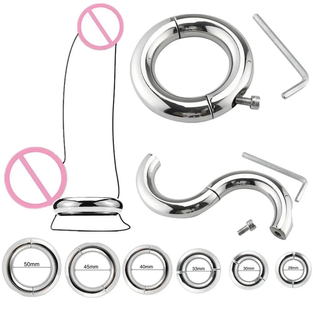 50 мм Мужская клетка целомудрия Металлическое кольцо на член Винт Ограничительное кольцо для мошонки Секс-инструмент для мужчин Задержка эякуляции Растяжитель пениса Секс-игрушки