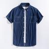 Men's Denim Shirts Short Sleeve Cotton Slim Cotton Jeans Denim Shirts Men Summer High Quality Pockets Shirt Men Clothing