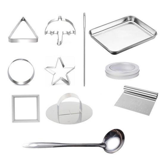 6 шт. корейских инструментов для приготовления сладостей, формочки для печенья из нержавеющей стали, набор для игры в сахар с кальмарами, зонтик, треугольник, звезда, формы для выпечки тортов для вечеринки