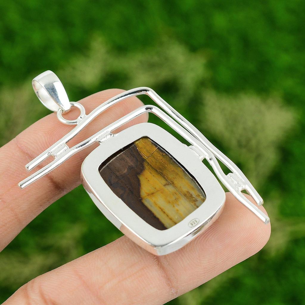 Daughters Day Sale Sterling Silver Coconut Jasper Stone Engagement New Pendant