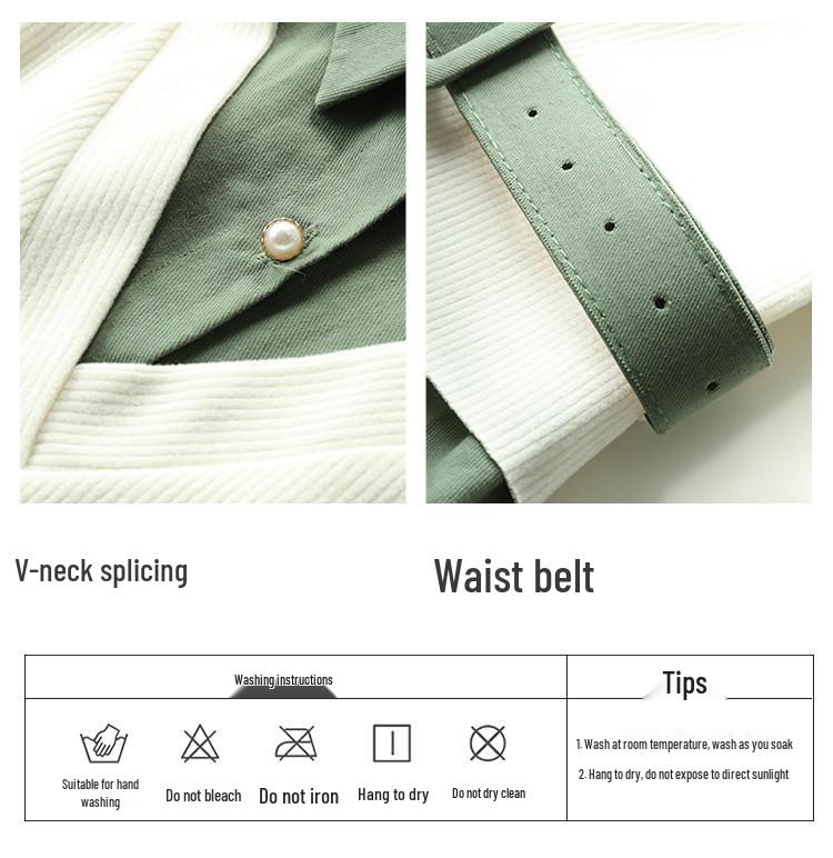 Трендовое женское платье А-силуэта весна 2024: С длинным рукавом, приталенное с большой расклешенной юбкой